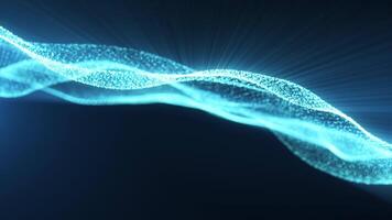 Abstract glowing digital cyber wave made of particles and dots moves on a blue background, big data visualization, futuristic and technological, 3D, 4K, seamless loop. video