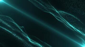 Abstract glowing wave from of particles and dots move on a blue background, big data visualization, futuristic and digital background video
