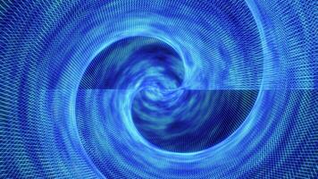 Digital futuristic tunnel or travel through time and space at high speed by moving bright blue neon lines. High technology corridor, warp speed, wormhole video