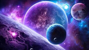 uma grupo do planetas dentro espaço com estrelas e nebulosas dentro a fundo video