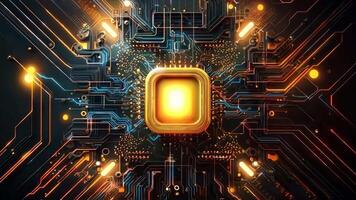 A computer circuit board with a golden square in the middle video