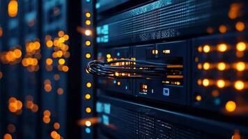 A close up of a server in a data center video