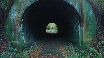 A tunnel in the middle of a forest filled with trees video