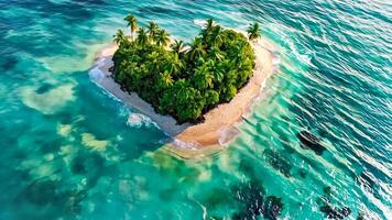 ein klein Insel im das Mitte von das Ozean umgeben durch Palme Bäume video