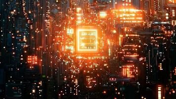 A computer circuit board with a computer chip in the middle of it video