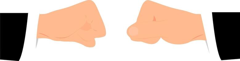 Two fisted hands in business suits moving towards each other to make a gesture that means sealing the deal. vector
