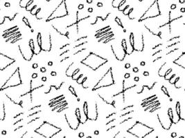 Hand drawn chalk lines, zigzags, waves, arrow seamless pattern. charcoal smears. Underline pen set. Doodle crayon style sketch lines. Horizontal wavy strokes with rough edges. vector