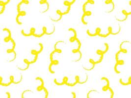 Seamless abstract yellow spiral pattern. Brush curly lines background. Pencil or pen squiggles ornament. Scribble brush strokes pattern. Hand drawn marker scribbles, curved lines, sketches vector