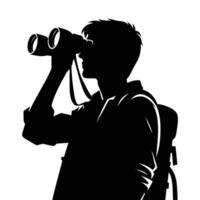 Silhouette of a man with binoculars vector