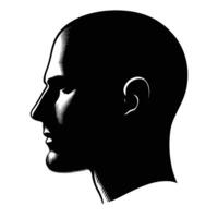 Silhouette of a man's head with a bald head vector
