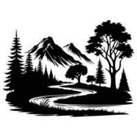 Mountains and trees vector