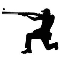 A silhouette of a man shooting with a rifle vector