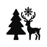 Deer and christmas tree icon illustration vector