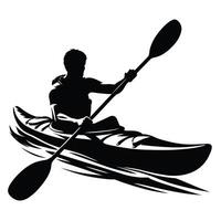 A silhouette of a man in a kayak vector