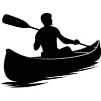 A man is rowing a canoe in the water vector