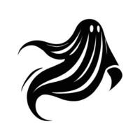 A ghost with long hair is shown in a black and white design vector