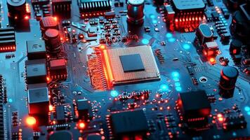 A close up of a computer motherboard with many electronic components video