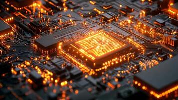 A close up of a computer motherboard with a circuit board in the background video
