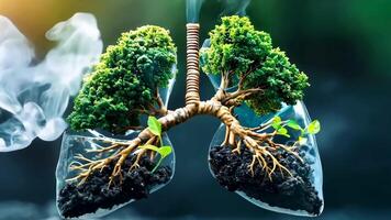 A pair of lungs with trees growing out of them video