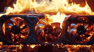 A close up of a computer case on fire video