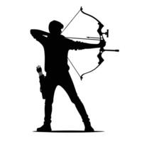 Silhouette of a man with bow and arrow vector