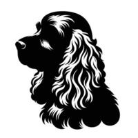 The silhouette of a dog head with long hair vector