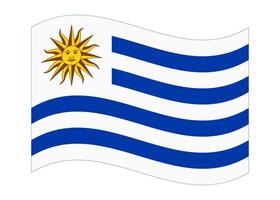 Wavy flag of Uruguay, isolated on transparent background. Flag of the Oriental Republic of Uruguay vector