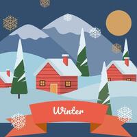 Winter background banner with square size vector