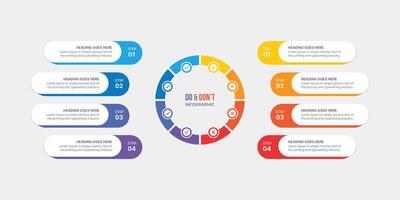 Dos and Don'ts, Pros and Cons, Comparison Infographic Design Template vector