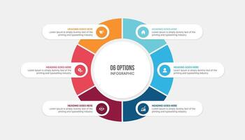 Six Options Circle Cycle Infographic Template Design vector