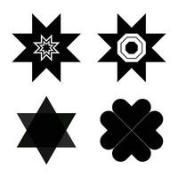 Four black and white star shapes with different shapes vector