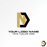Logo design graphic concept creative abstract premium stock initial ND or NC line sport font on triangle. Related to monogram typography brand vector
