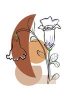abstract flora simple background. hand draw illustration. beautiful flowers with branches and leafs isolated icon illustration design. vector