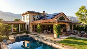 A house with a swimming pool in the backyard next to it video