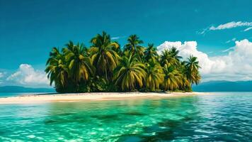 A small island in the middle of the ocean surrounded by palm trees video