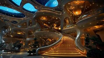 A large building with a spiral staircase in the middle of it video
