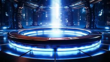 A futuristic space station with a circular platform in the middle of it video