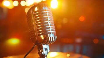 A microphone sitting on top of a table in front of a microphone video