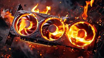 A close up of a card with flames coming out of it video