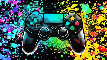 A game controller on a colorful background video