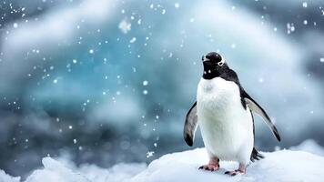 A penguin standing on top of an ice video