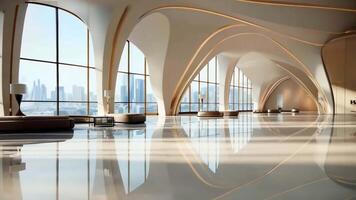 A large room with a view of the city video