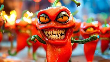 A group of red hot chili peppers with fangs and fangs on them video