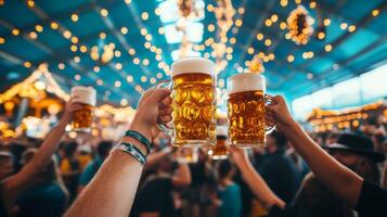 Cheers with Beer Steins at a Festive Event photo