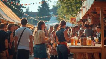 People are standing around at a beer festival photo