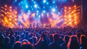 A crowd at a concert with bright lights photo