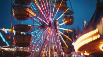 A ferris wheel at night with lights on it photo