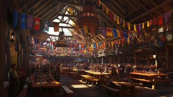 The interior of a tavern with lots of people photo