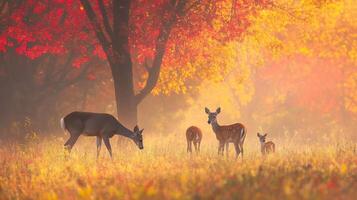 Deer in the forest with autumn colors photo