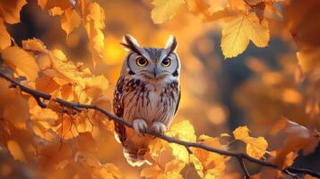 Owl in autumn wallpaper photo